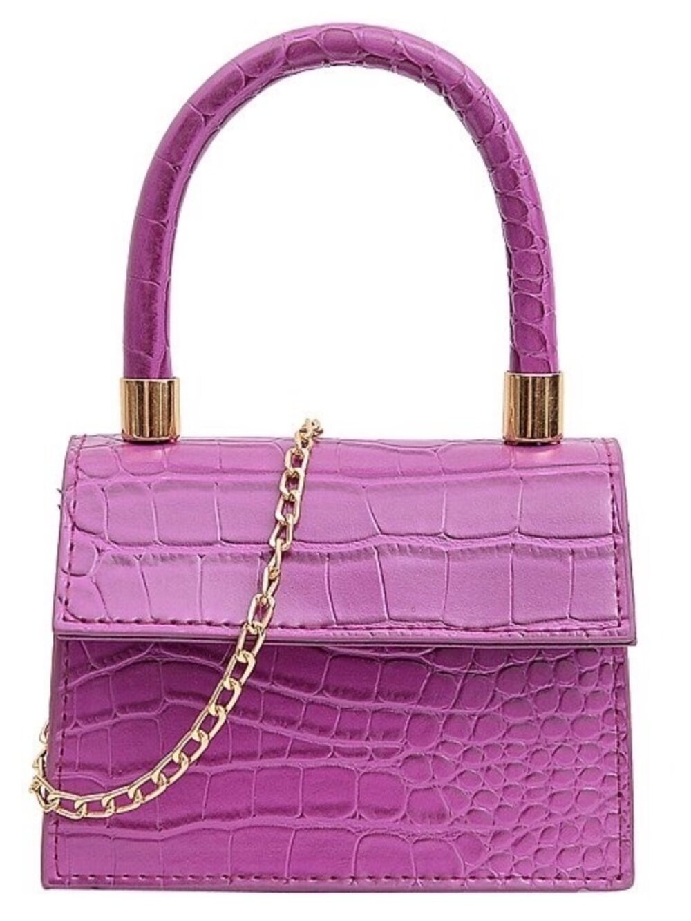 Mini Faux Leather Shoulder Bag in Purple